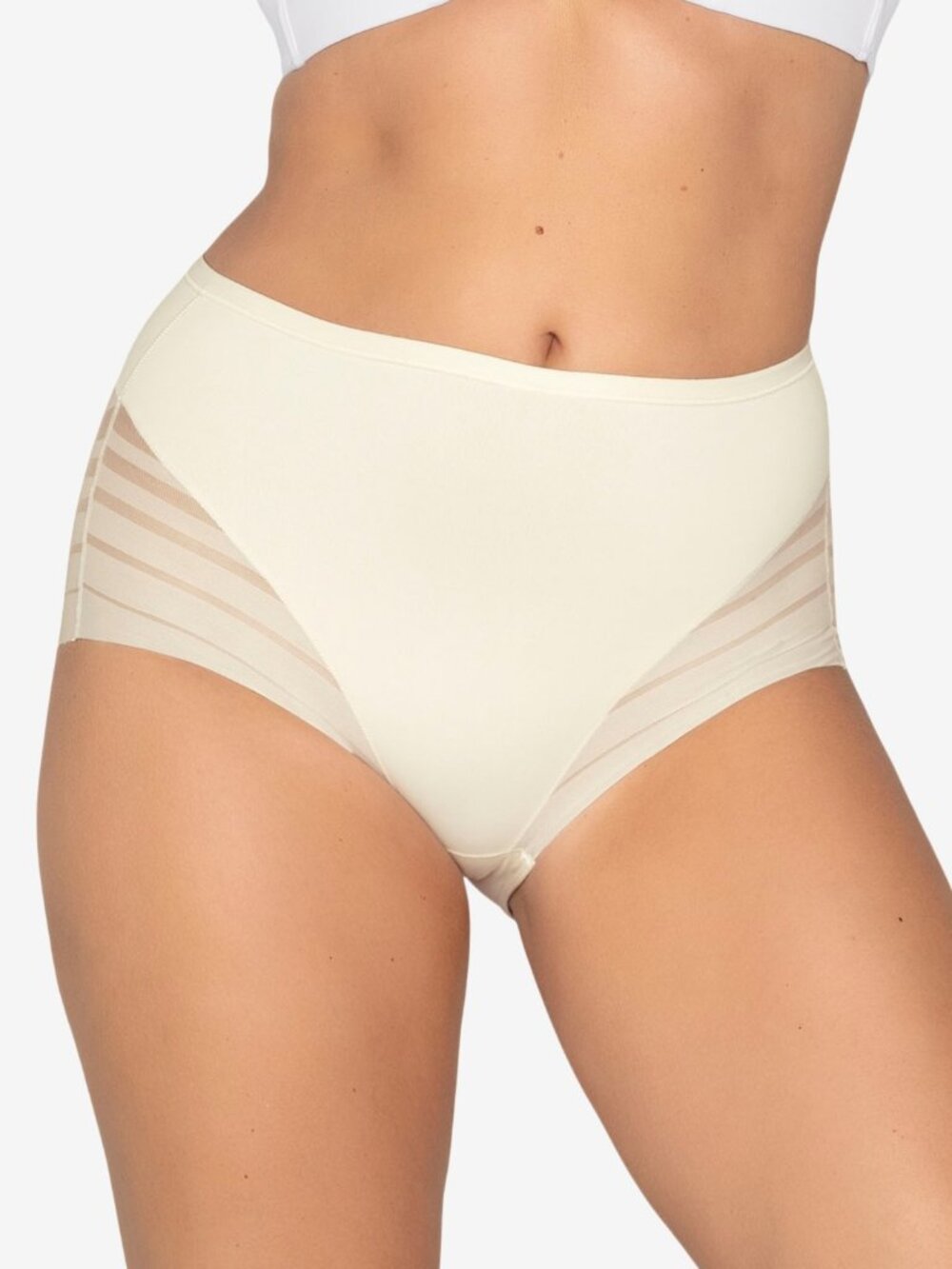 Leonisa Women's Lace Stripe Undetectable Classic Shaper Panty 012903 White